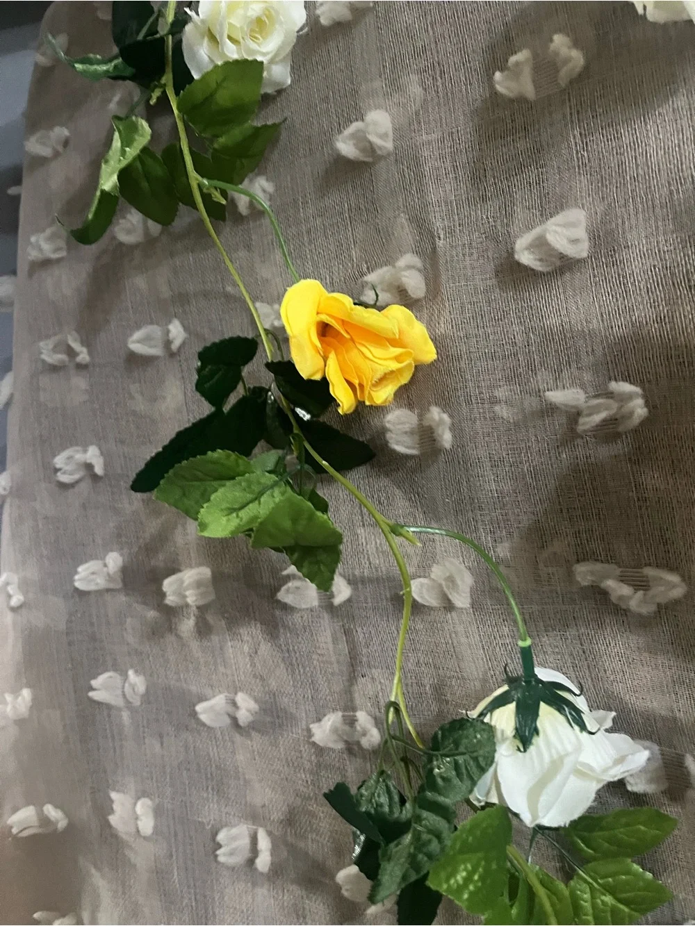 77 inch Yellow and White Artificial Rose Garland - Home Accents